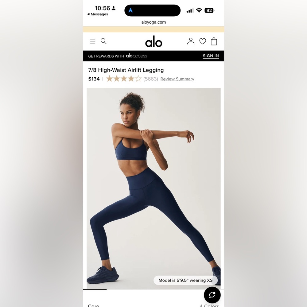 ALO Yoga 7/8 High-Waist Airlift Legging, Navy
